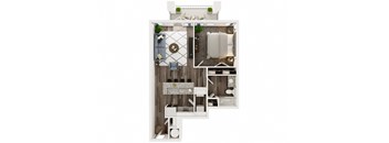1 Bed 1 Bath E 792 sf floor plan at Sycamore at Tyvola, Charlotte, NC, 28217