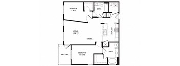 2 bed 2 bath Warren Floor Plan at Two Addison Place Apartments , Georgia, 31322