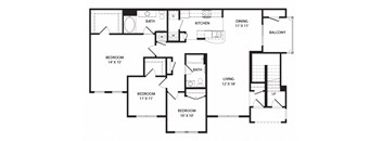 3 bed 2 bath Washington Floor Plan at Two Addison Place Apartments , Pooler, GA, 31322