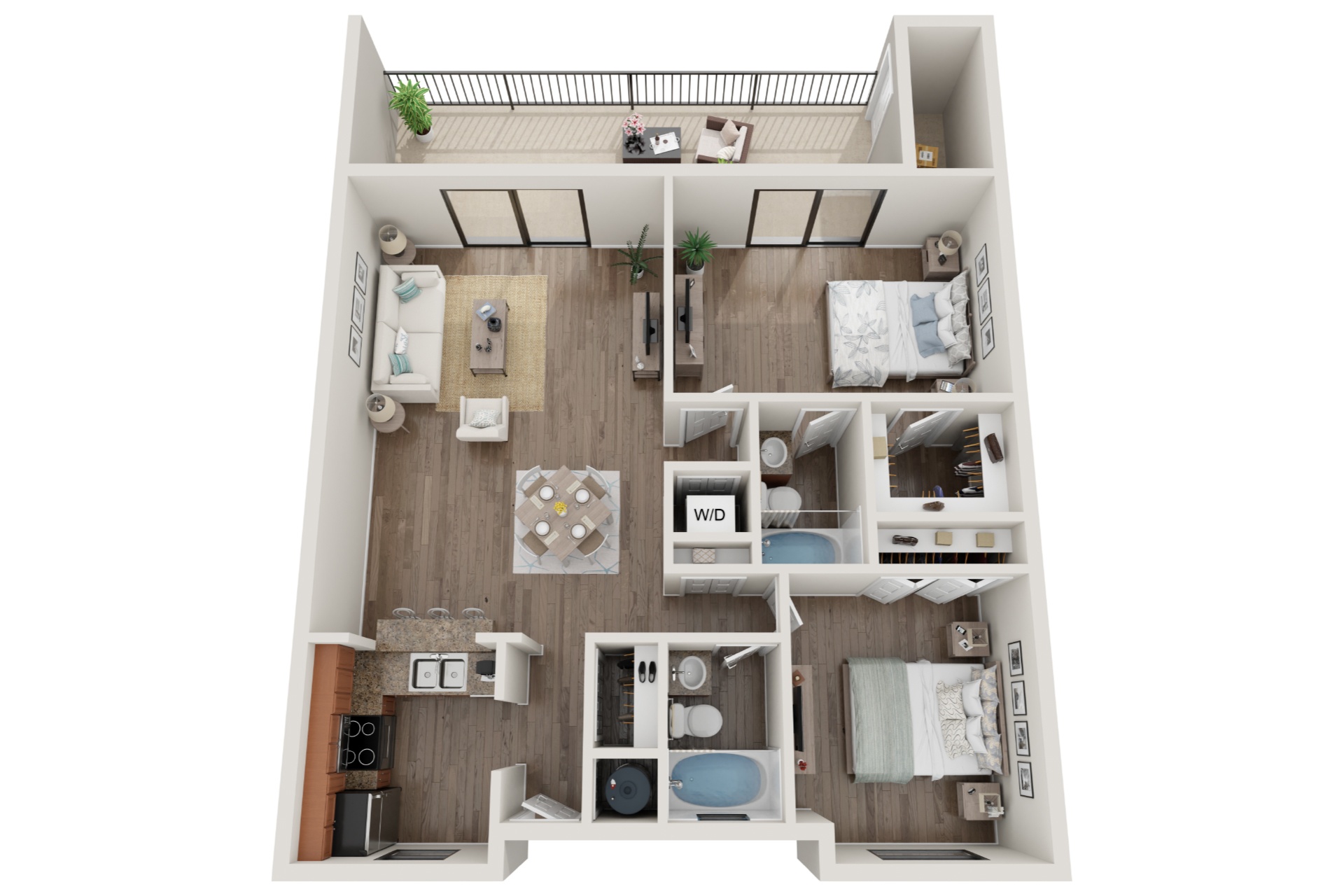 2 Bedroom 2 Bath Renovated floor plan