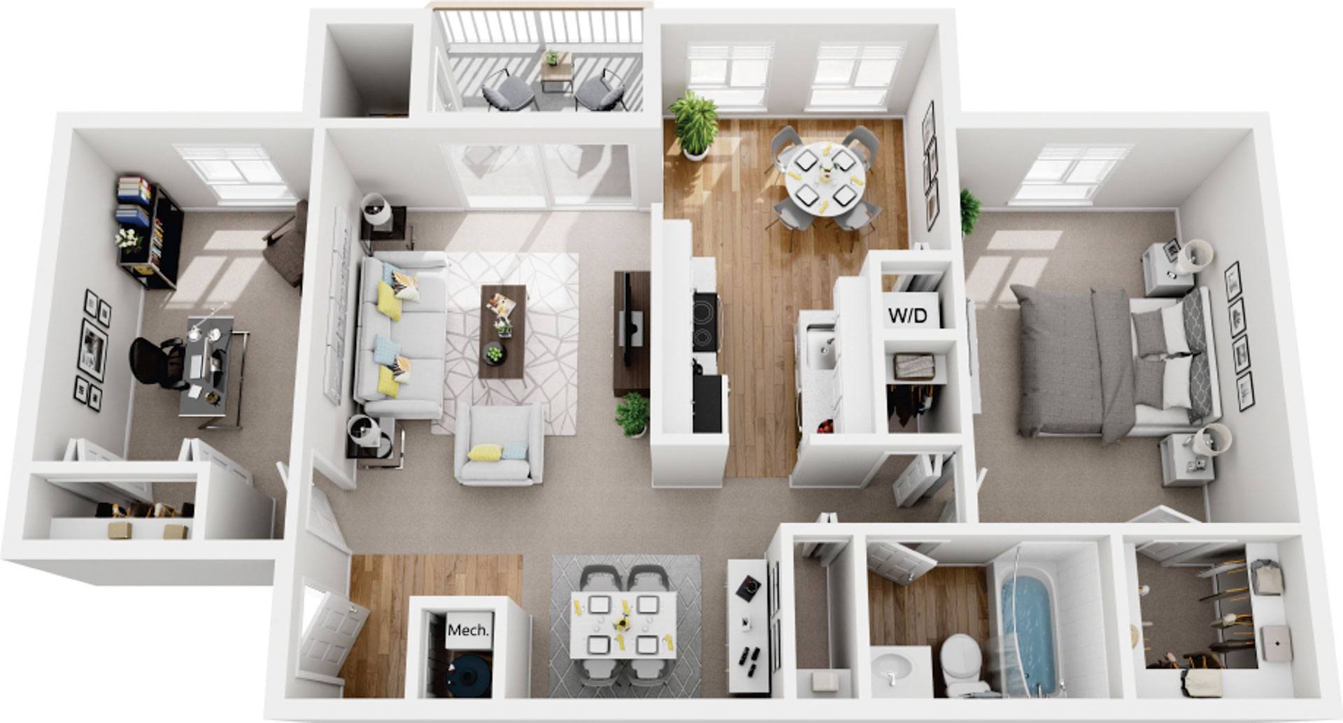 1 Bedroom 1 Bath Den Renovated floor plan