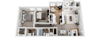 2 bedroom  bath deluxe renovated 3d floor plan at Westwinds Apartments, Annapolis, MD, 21403