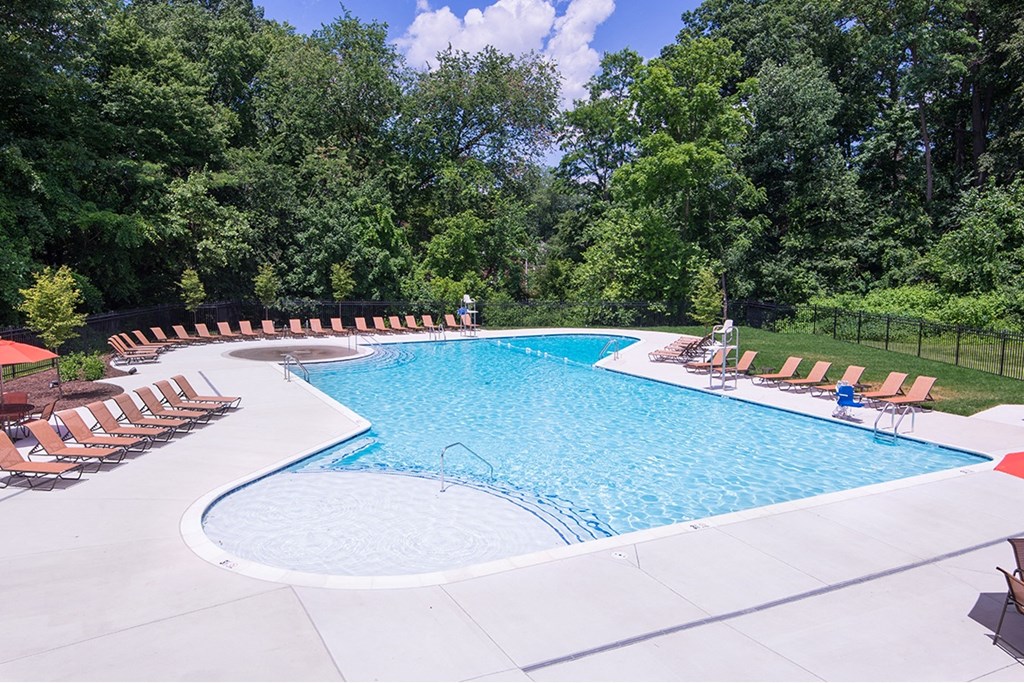 Pool with sun ledge at Courthouse Square Apartments, Towson, Maryland
