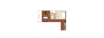 A11 Studio 813 Square Feet Floor Plan at St. Marys Square Apartments, Raleigh, North Carolina