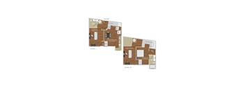 A12 1 Bed 1.5 Bath 952 Square Feet Floor Plan  at St. Marys Square Apartments, Raleigh, 27605