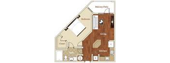 1 Bed 1 Bath 794 sf floor plan at St. Marys Square Apartments, North Carolina, 27605