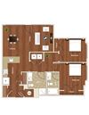 B1 2 bed 2 bath floor plan B1 2 bed 2 bath floor plan at St. Marys Square Apartments, Raleigh, NC, 27605
