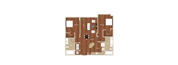 2 Bed 2 Bath Floor Plan at St. Marys Square Apartments, Raleigh, NC, 27605