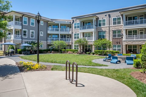 Grill and Firepit area at The Flats at Ballantyne Apartments, Charlotte, NC, 28277
