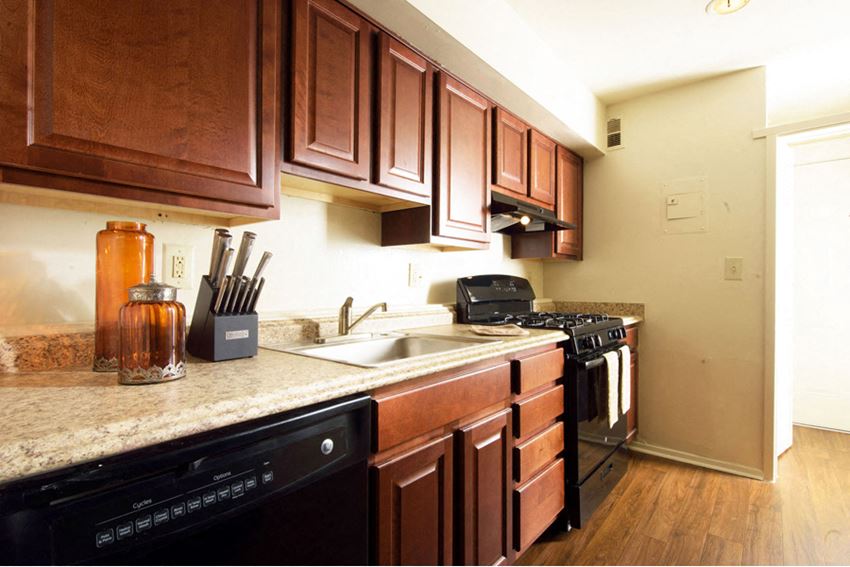 Spacious Kitchen with Pantry Cabinet at Brook View Apartments, Baltimore - Photo Gallery 1