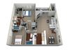3D Floorplan for 2 bed 2 abth 1046sf 3D Floorplan for 2 bed 2 abth 1046sf, at McDonogh Township Apartments, Maryland, 21117