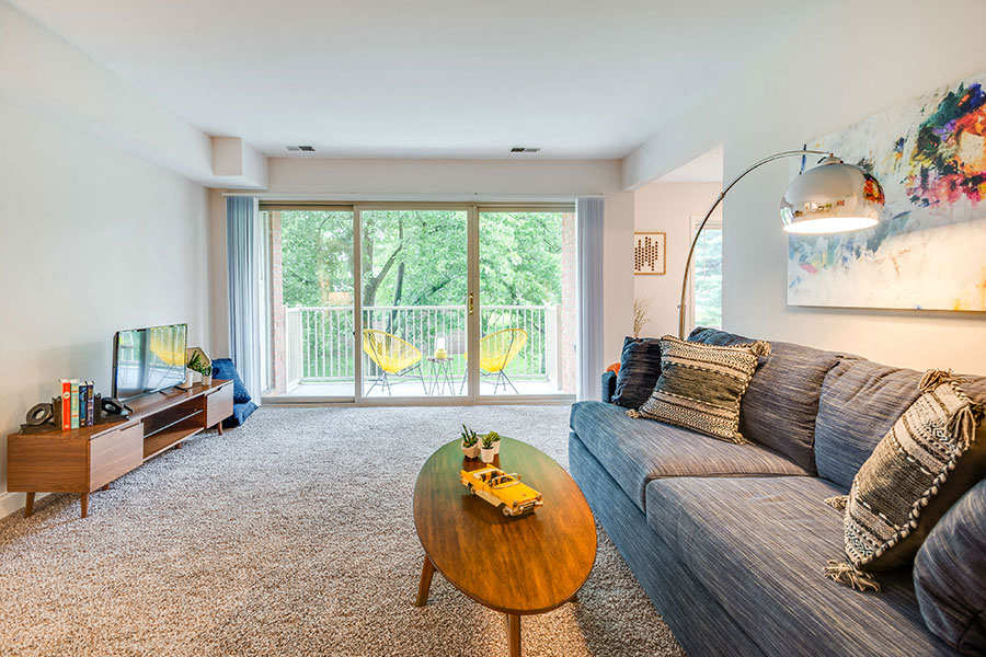 Living Room Renovated at Padonia Village Apartments, Timonium, MD