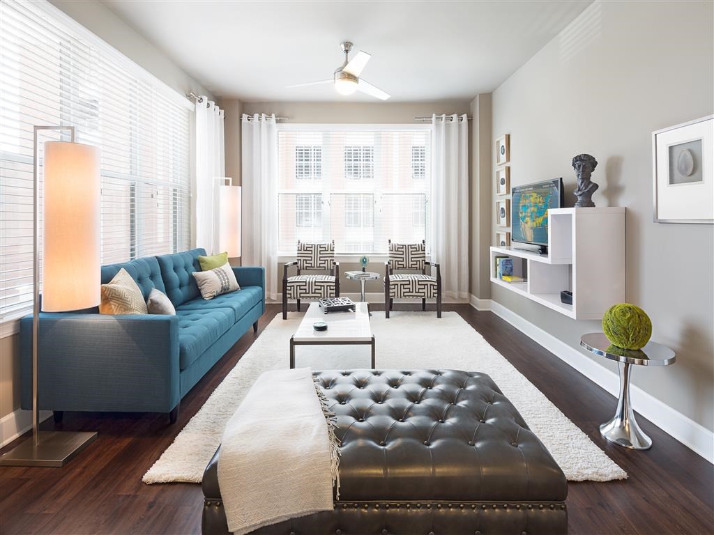 Living Room With Expansive Window at The Edison Lofts Apartments, Raleigh, 27601