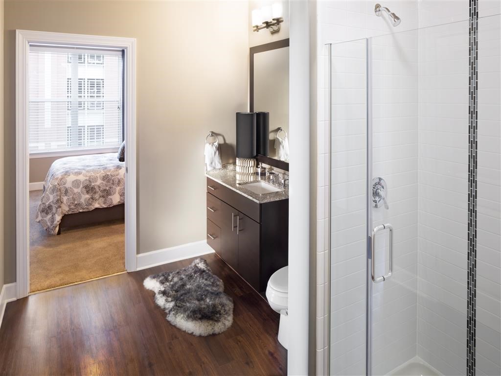 Large Bedroom en-suite Bathroom at The Edison Lofts Apartments, Raleigh, 27601