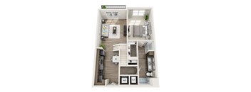 Penthouse 2 1st Floor 3D Floor Plan Layout at The Edison Lofts Apartments, Raleigh, 27601