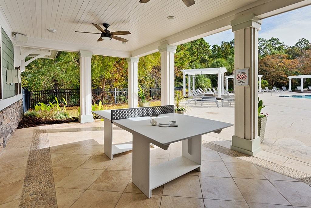 Outdoor ping pong table at The serve at Mayfaire Apartments, Wilmington NC