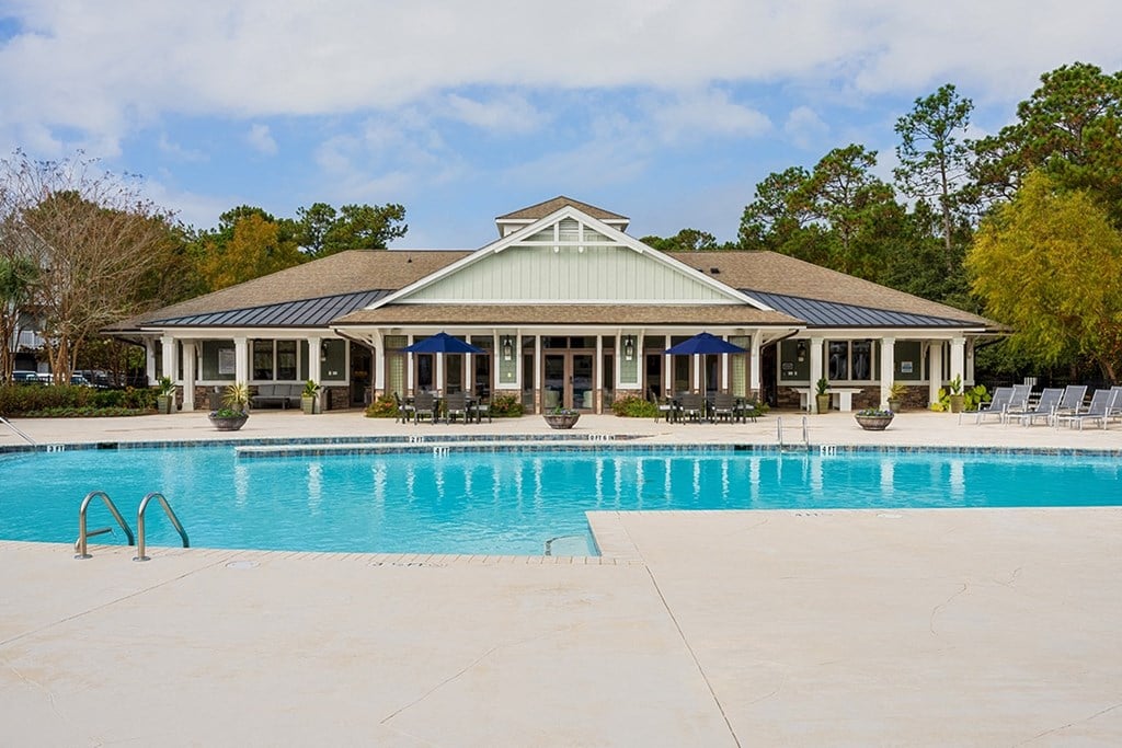 Pool and clubhouse Pool and clubhouse at The Reserve at Mayfaire Apartments, Wilmington NC