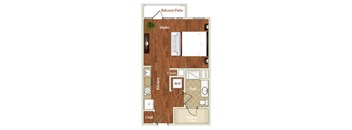 S3 Studio  532-586  square foot floor plan at St. Marys Square Apartments, North Carolina, 27605
