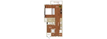 S5 1 Bed 1 Bath 556  square foot floor plan at St. Marys Square Apartments, Raleigh, NC, 27605