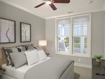 Guest bedroom with bed and window at St Mary's Square North Apartments, North Carolina, 27605 - Photo Gallery 17