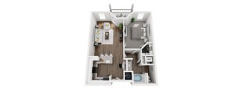 1 Bed 1 Bath 822 sf Ellis Renovated Floor Plan at Two Addison Place, Pooler, 31322, GA