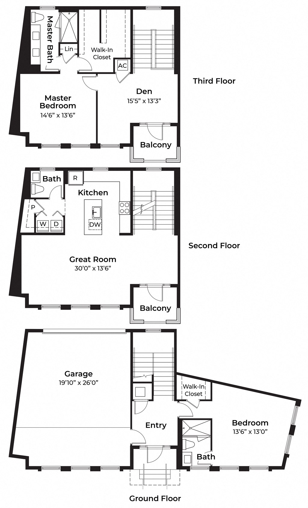 a floor plan of a house with bedrooms and a living room