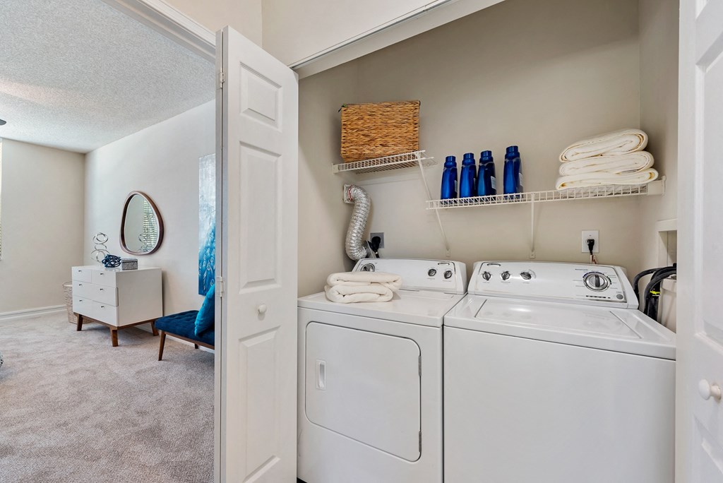 our apartments feature a spacious laundry room with a washer and dryer