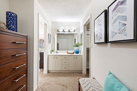 our apartments offer a master bathroom with a vanity and ample storage
