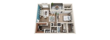 a 3d floor plan of a home with a bedroom