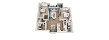 a 3d floor plan of a home with a bedroom and living room