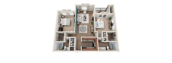 a 3d floor plan of a home with a bedroom