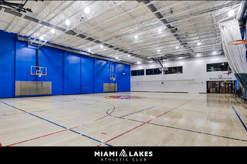 A basketball court inside the Miami Lakes Athletic Club.
