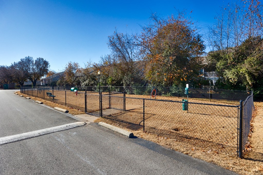 A road with a fence and trees on the side.