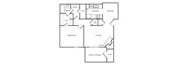a floor plan of a house with a bedroom and a living room