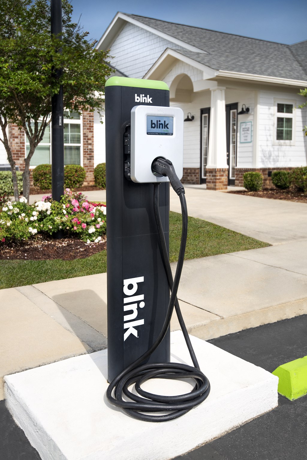 a charging station for a bank kiosk in front of a house