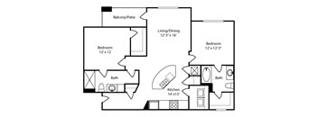 a floor plan of a house with a bedroom and a living room