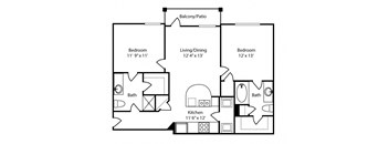 a floor plan of a house with a bedroom and a living room