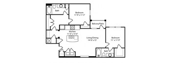 a floor plan of a house with bedrooms and a living room