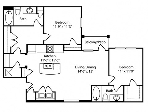 a floor plan of a house with bedrooms and a living room