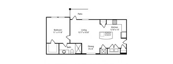 a floor plan of a house with a bedroom and a living room