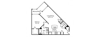 a floor plan of a house with a bedroom and a living room