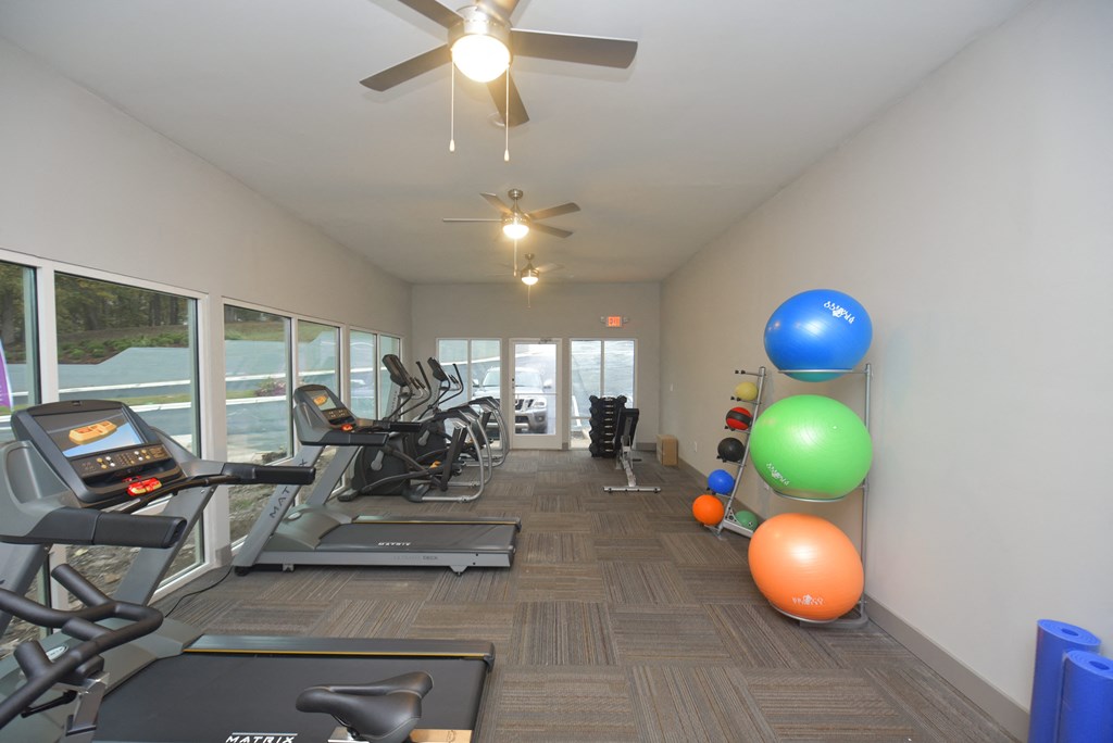 Apartments Near Top Golf - MarQ Vestavia - Fitness Center with Cardio Equipment, Large Windows, Ceiling Fans, and More