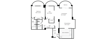 a floor plan of a house with bedrooms and a living room and a dining room
