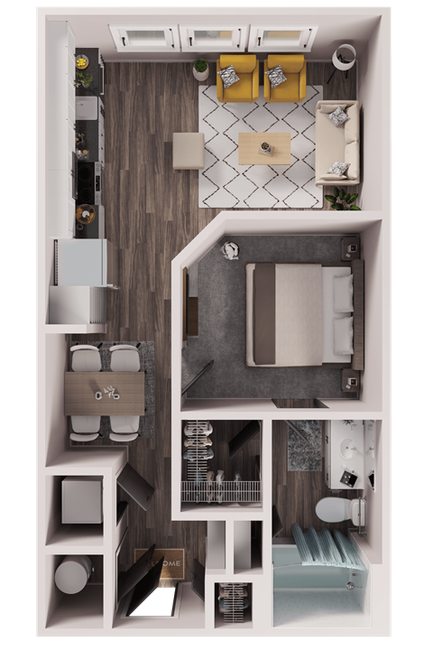 1 Bedroom Apartments in San Antonio | Floor Plan A0 | Tin Top