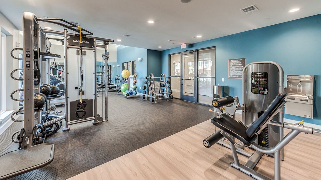 gym area at soneto on western apartments