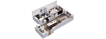 a 3176 sq ft apartment with a bedroom and a living room