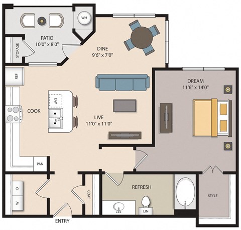 a3e1 floor plan layout at mela's luxury apartments