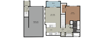 A4 Floor Plan Layout at Ironridge's Apartments in San Antonio, TX