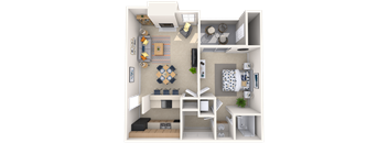 1 bedroom 1 bathroom floor plan Fat Arboretum Oaks, Austin, 78759