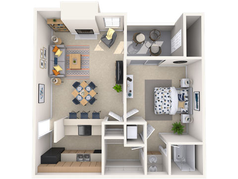1 bedroom 1 bathroom floor plan Fat Arboretum Oaks, Austin, 78759